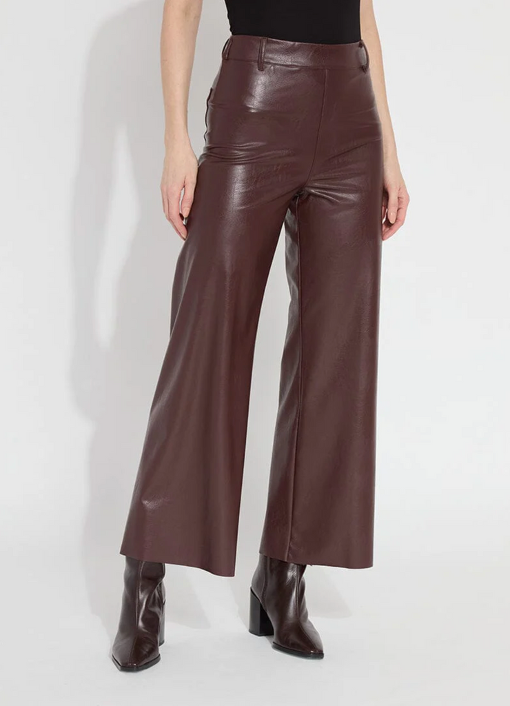 LYSSE HI WAIST VEGAN LEATHER WIDE LEG PANT - DOUBLE ESPRESSO
