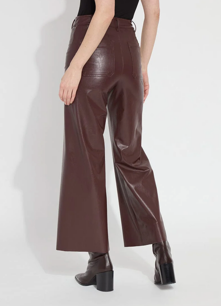 LYSSE HI WAIST VEGAN LEATHER WIDE LEG PANT - DOUBLE ESPRESSO