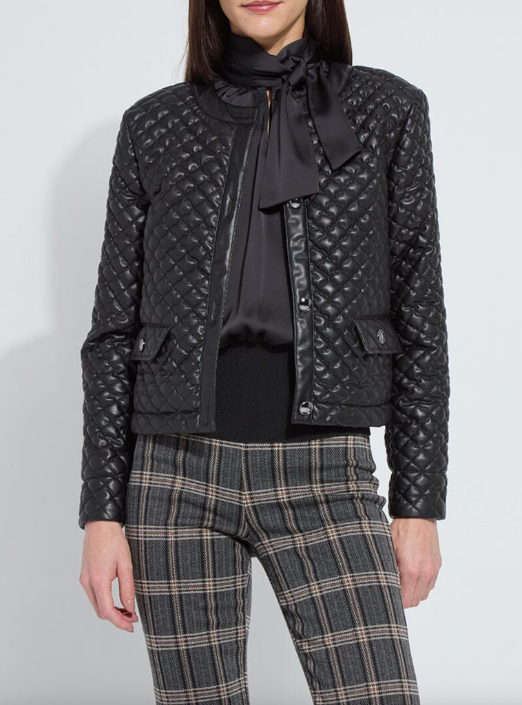 LYSSE AURELLE QUILTED VEGAN LEATHER JACKET - BLACK