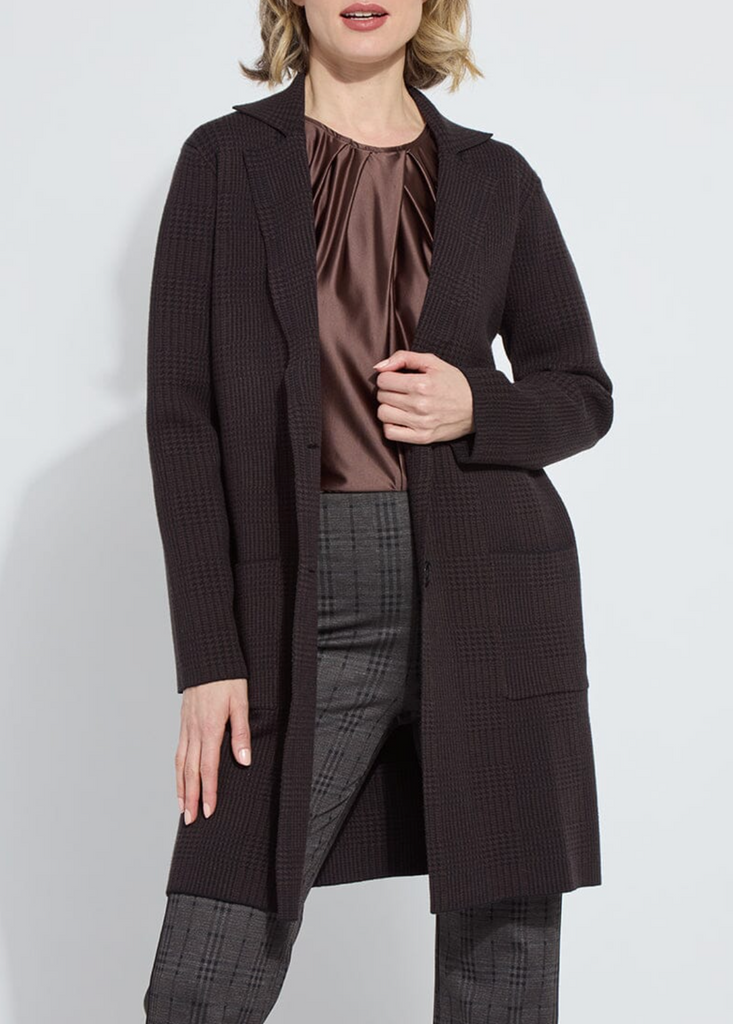 LYSSE LINA SWEATER CAR COAT - DOUBLE ESPRESSO