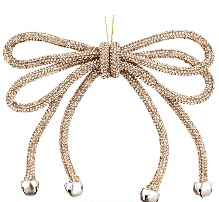 5.5" SPARKLE BOW ORNAMENT WITH BELLS