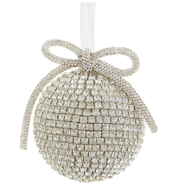 4" DIAMOND BALL ORNAMENT WITH BOW