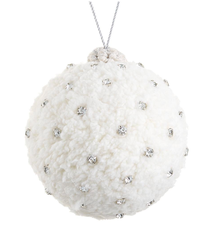 4" JEWELED FLEECE BALL ORNAMENT