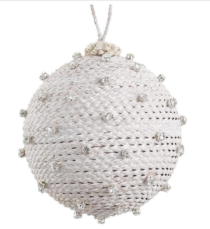 5" JEWELED RATTAN BALL ORNAMENT
