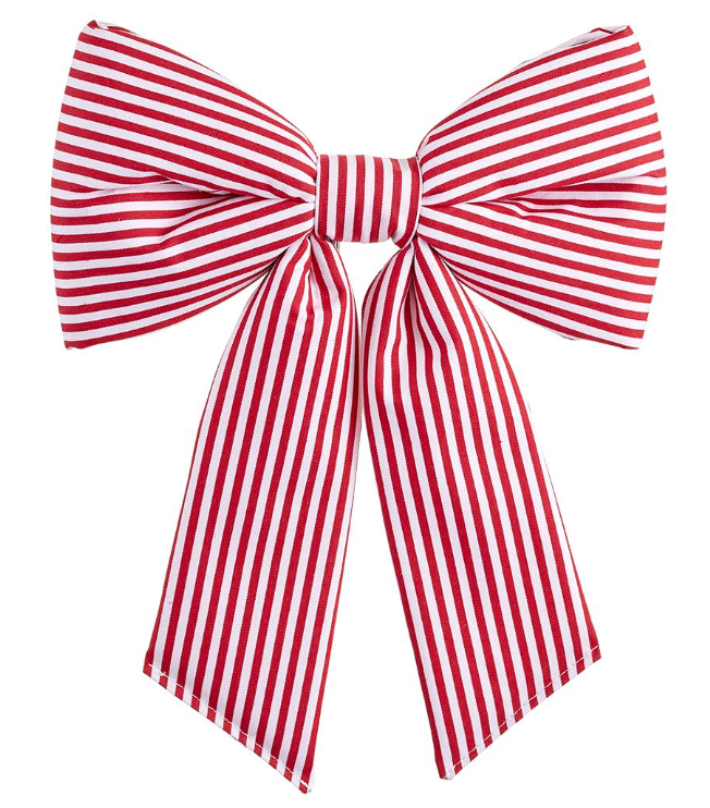 STRIPE BOW ORNAMENT WITH CLIP - 2 SIZES