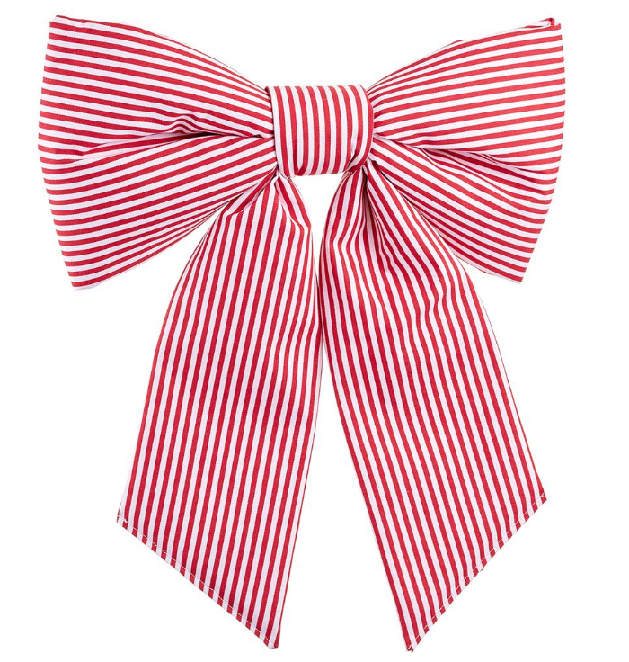 STRIPE BOW ORNAMENT WITH CLIP - 2 SIZES