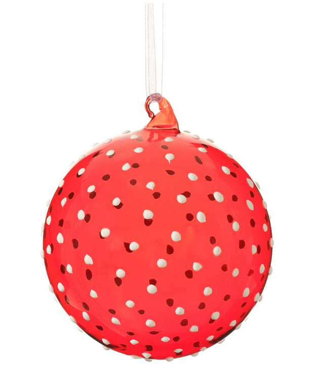 DOTS BALL ORNAMENT - RED/WHITE - 3 SIZES