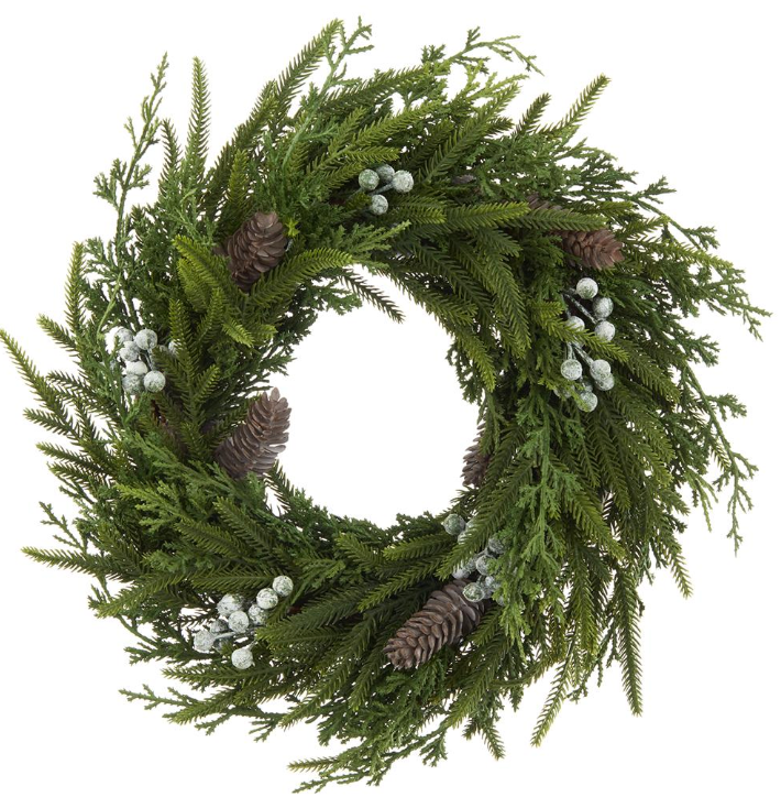 PINE WREATH WITH PINE CONES AND BERRIES - 2 SIZES - IN STORE PICK UP ONLY