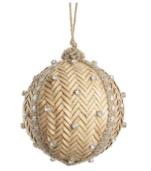 JEWELLED WOVEN REED BALL ORNAMENT
