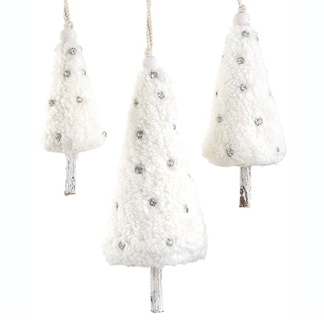 JEWELED FLEECE TREE ORNAMENT - 3 SIZES