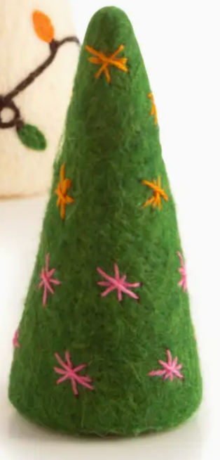 DECORATIVE WOOL CHRISTMAS TREES-3 SIZES