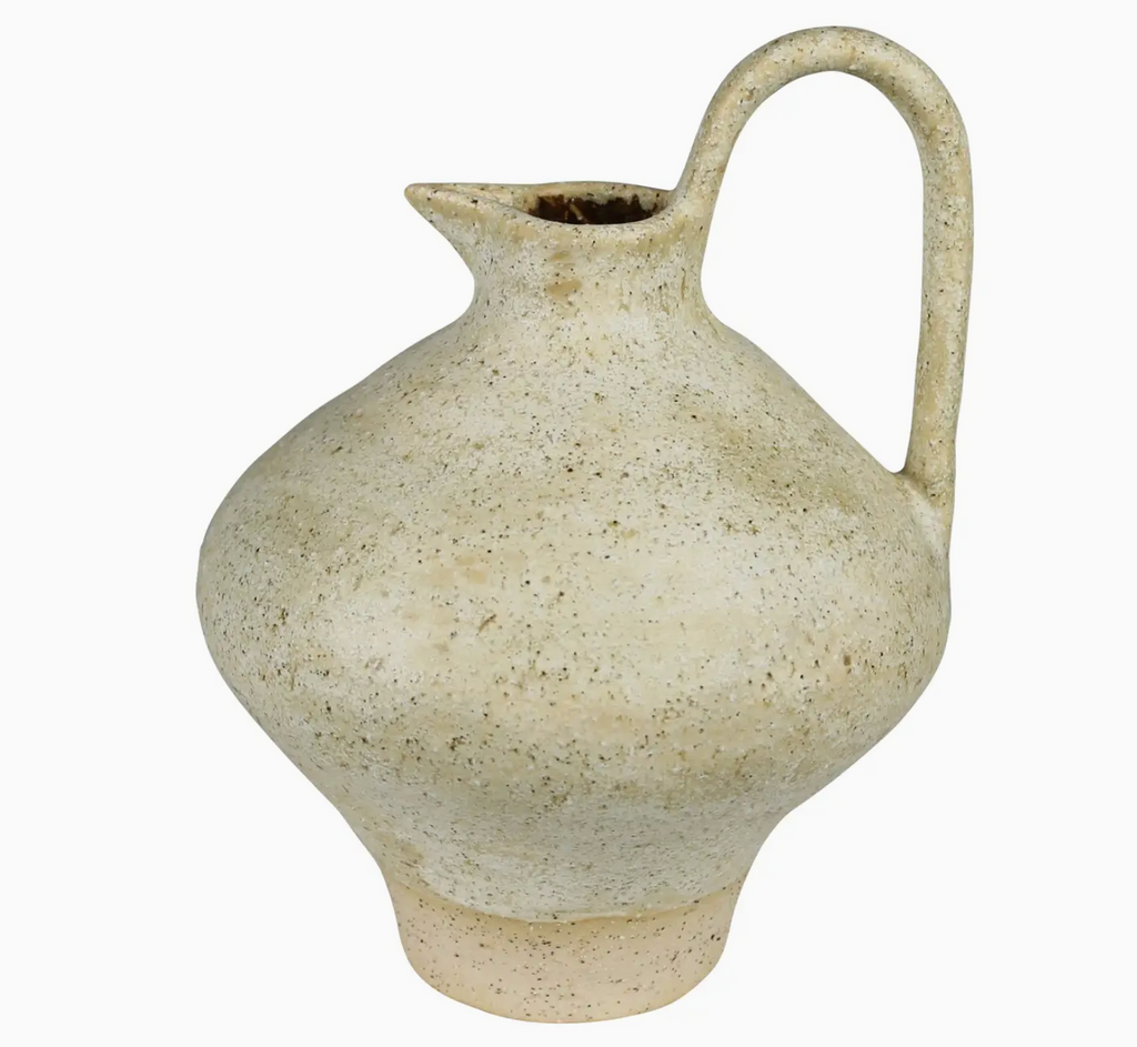 CERAMIC UMBRIA PITCHER WITH TALL HANDLE - WHITE - IN STORE PICK UP ONLY!