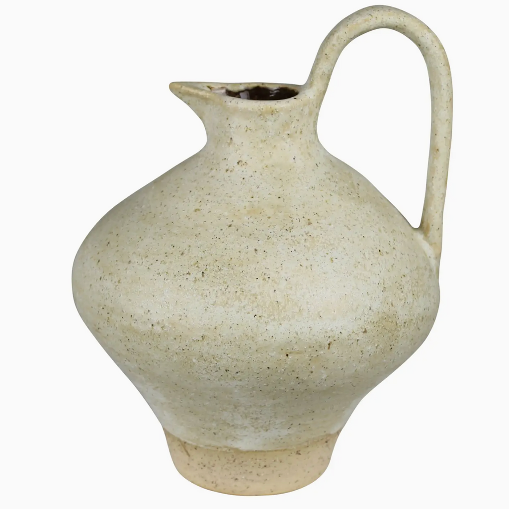 CERAMIC UMBRIA PITCHER WITH TALL HANDLE - WHITE - IN STORE PICK UP ONLY!