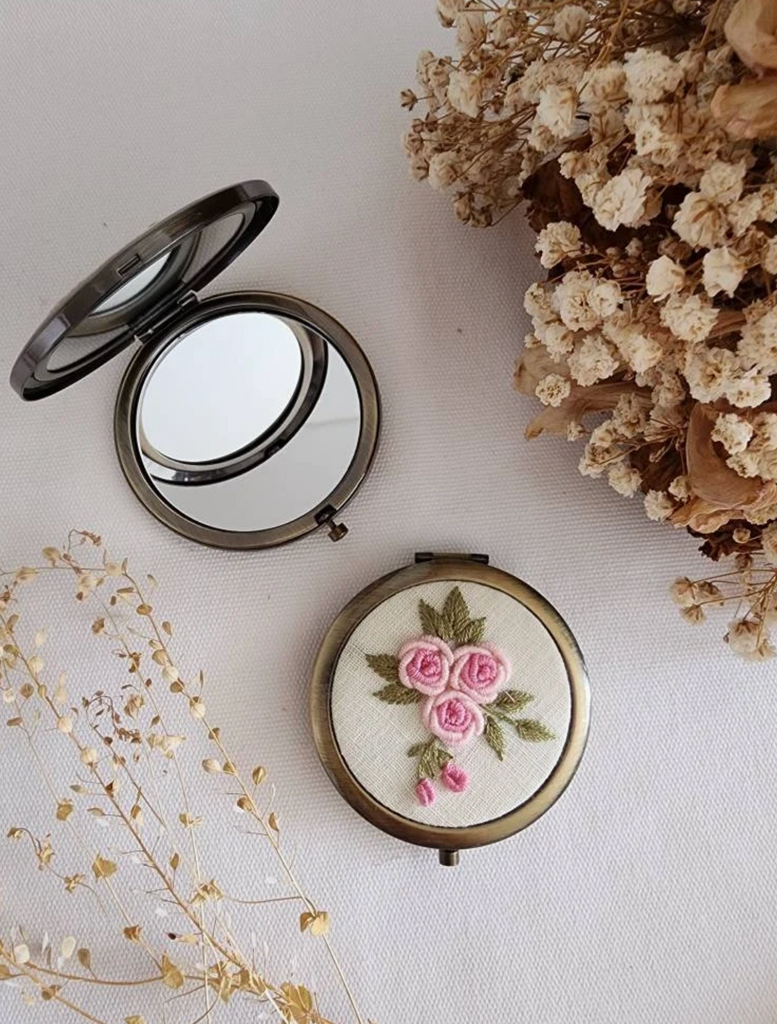 FLORAL EMBROIDERED COMPACT MIRROR - ASSORTED STYLES