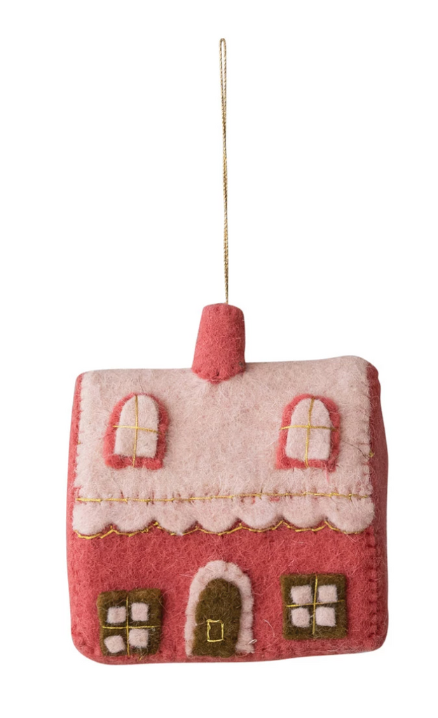 HANDMADE WOOL FELT HOUSE ORNAMENT - 2 STYLES