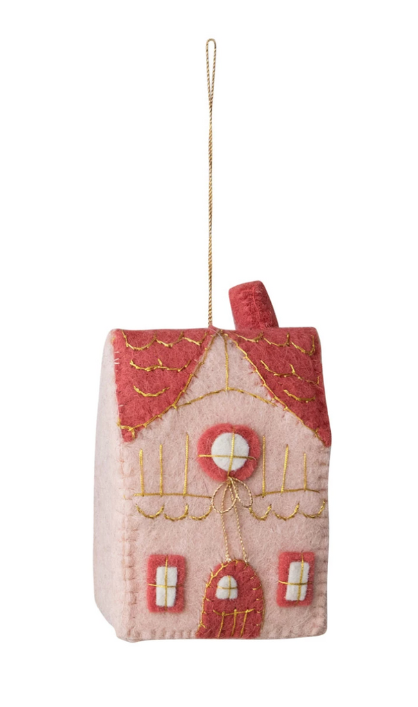 HANDMADE WOOL FELT HOUSE ORNAMENT - 2 STYLES