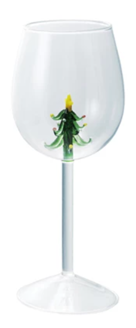 STEMMED WINE GLASS WITH HOLIDAY FIGURE - IN STORE PICK UP ONLY!