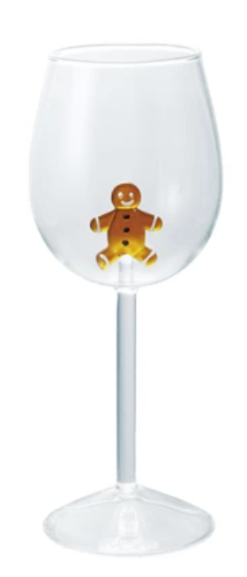 STEMMED WINE GLASS WITH HOLIDAY FIGURE - IN STORE PICK UP ONLY!