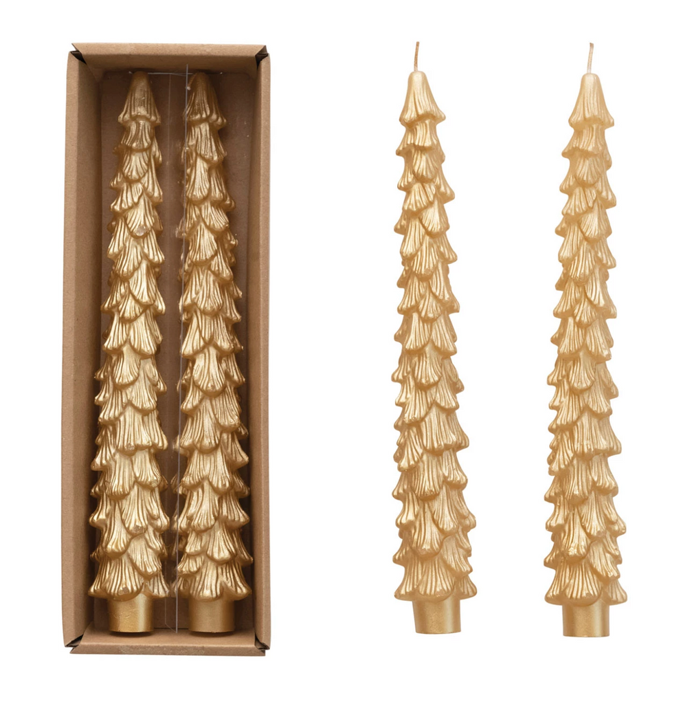 UNSCENTED TREE SHAPED TAPER CANDLES 10"H