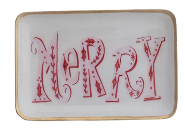 HOLIDAY ENAMELED METAL TRAY - 3 STYLES