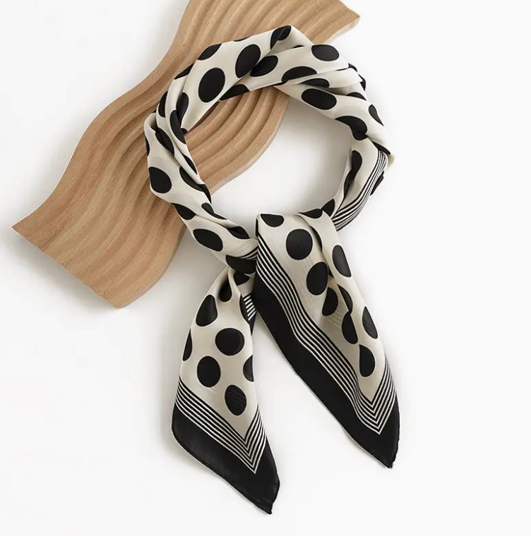 CLASSIC POLKA DOT SQUARE SCARF - 3 COLORS