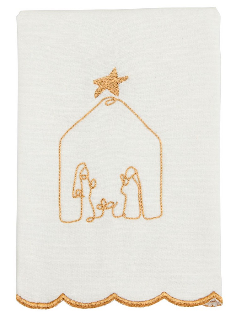 GOLD SCALLOPED CHRISTMAS TOWEL - 3 STYLES