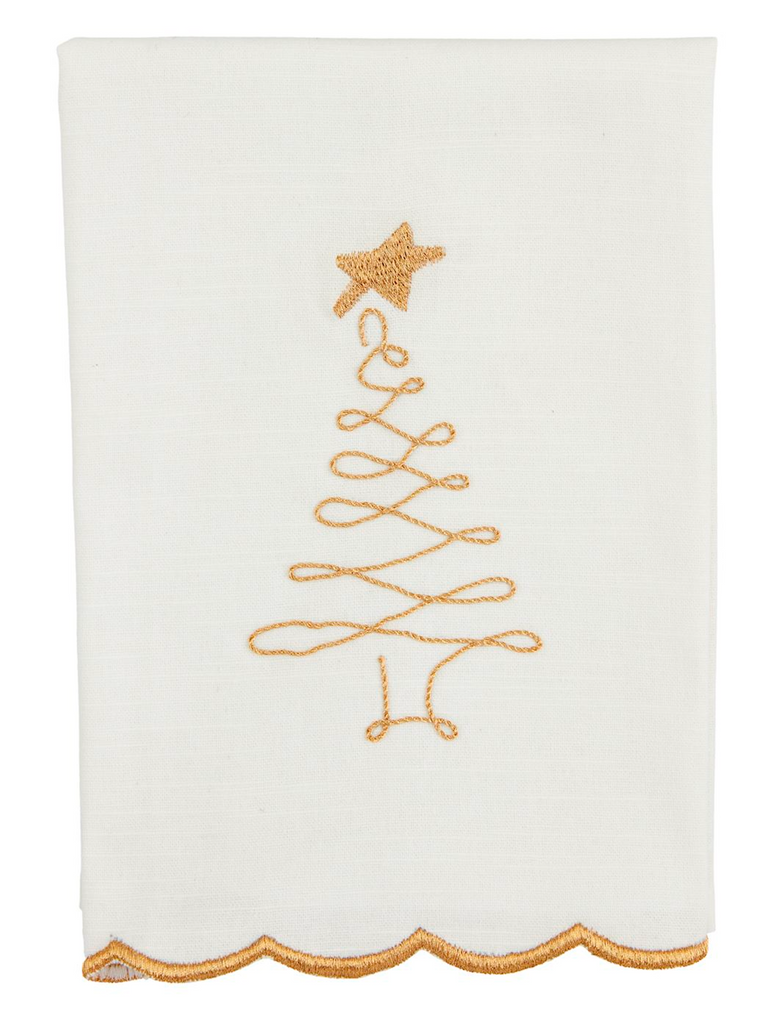 GOLD SCALLOPED CHRISTMAS TOWEL - 3 STYLES