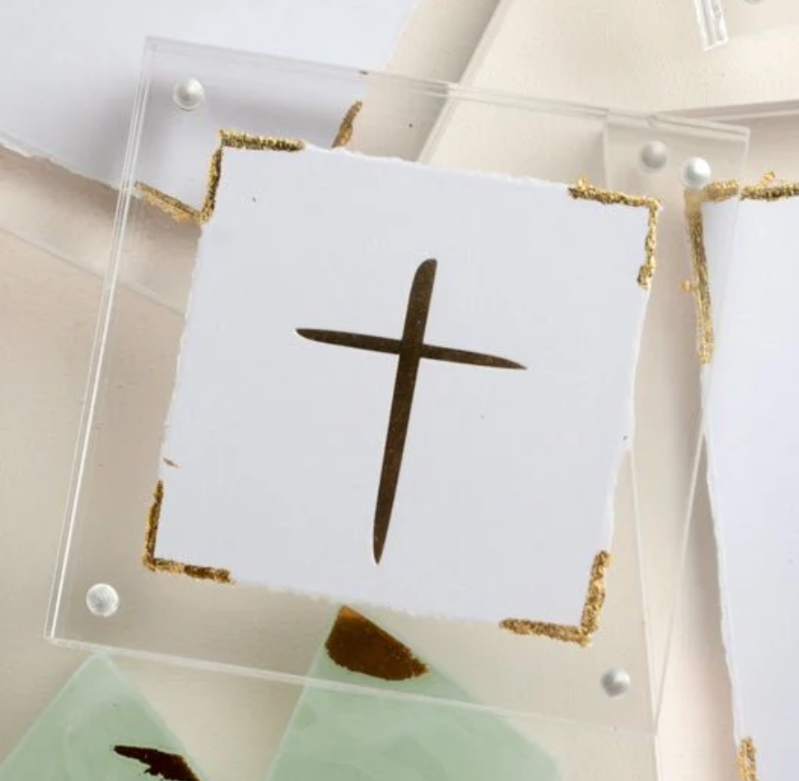 4X4 ACRYLIC FRAMED SCRIPTURE - CROSS OR HEART