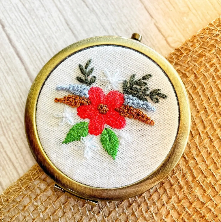 FLORAL EMBROIDERED COMPACT MIRROR - ASSORTED STYLES