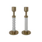 Enameled Cast Aluminum Taper Holder, Gold Finish & White, 2 Styles