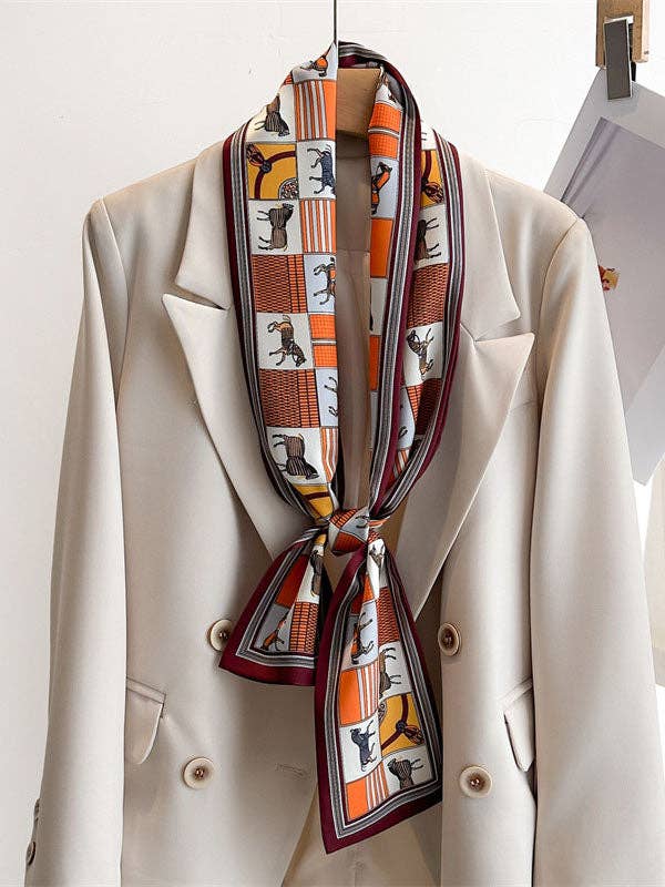 OBLONG PRINT SCARF - ORANGE