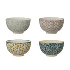 Hand-Stamped Stoneware Bowl w/ Pattern, 4 Styles