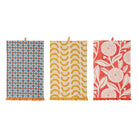 Cotton Printed Tea Towel w/ Pattern & Ruffle, 3 Styles