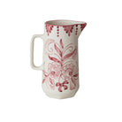 60 oz. Hand-Painted Stoneware Pitcher with Botanical Design (Each One Will Vary)