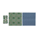 Cotton Napkins with Block Print Patterns, Set of 4 Tied with Cotton Tape