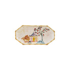 Hand-Painted Stoneware Octagon Shaped Plate with House, Tree & Bamboo Style Edge