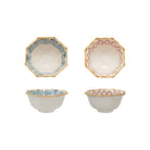 Hand-Painted Stoneware Octagon Shaped Bowl with Pattern & Bamboo Style Rim, 2 Styles