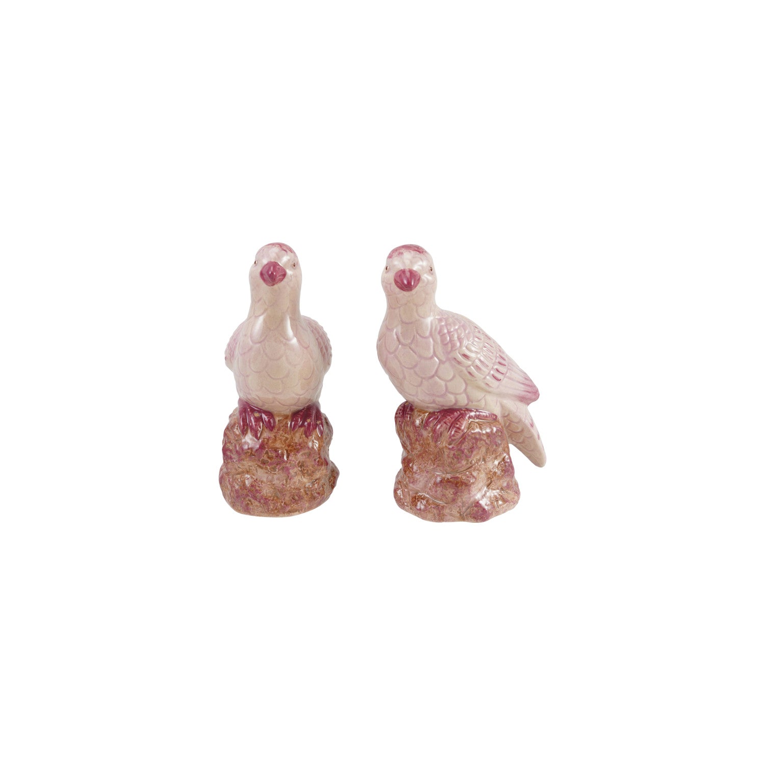 Hand-Painted Stoneware Bird, Pink, 2 Styles (Each One Will Vary)