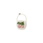 Stoneware Basket Shaped Container with 3D Strawberries & Handle, White, Green & Pink