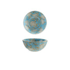 Hand-Painted Stoneware Serving Bowl with Cherry Blossoms, Blue, Brown & White