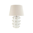 Stoneware Table Lamp with 3D Balls, Linen Shade & Inline Switch, White