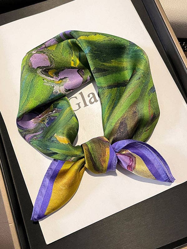 SQUARE PRINTED SILK SCARF - GREEN
