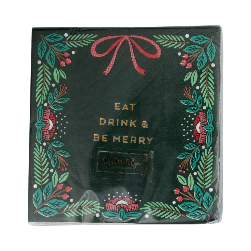 EAT DRINK & BE MERRY COCKTAIL NAPKIN