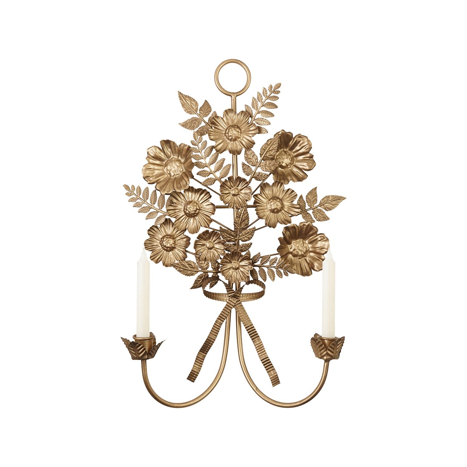 Metal Wall Sconce W Flowers & Bow
