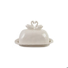 Stoneware Scalloped Butter Dish W Swans