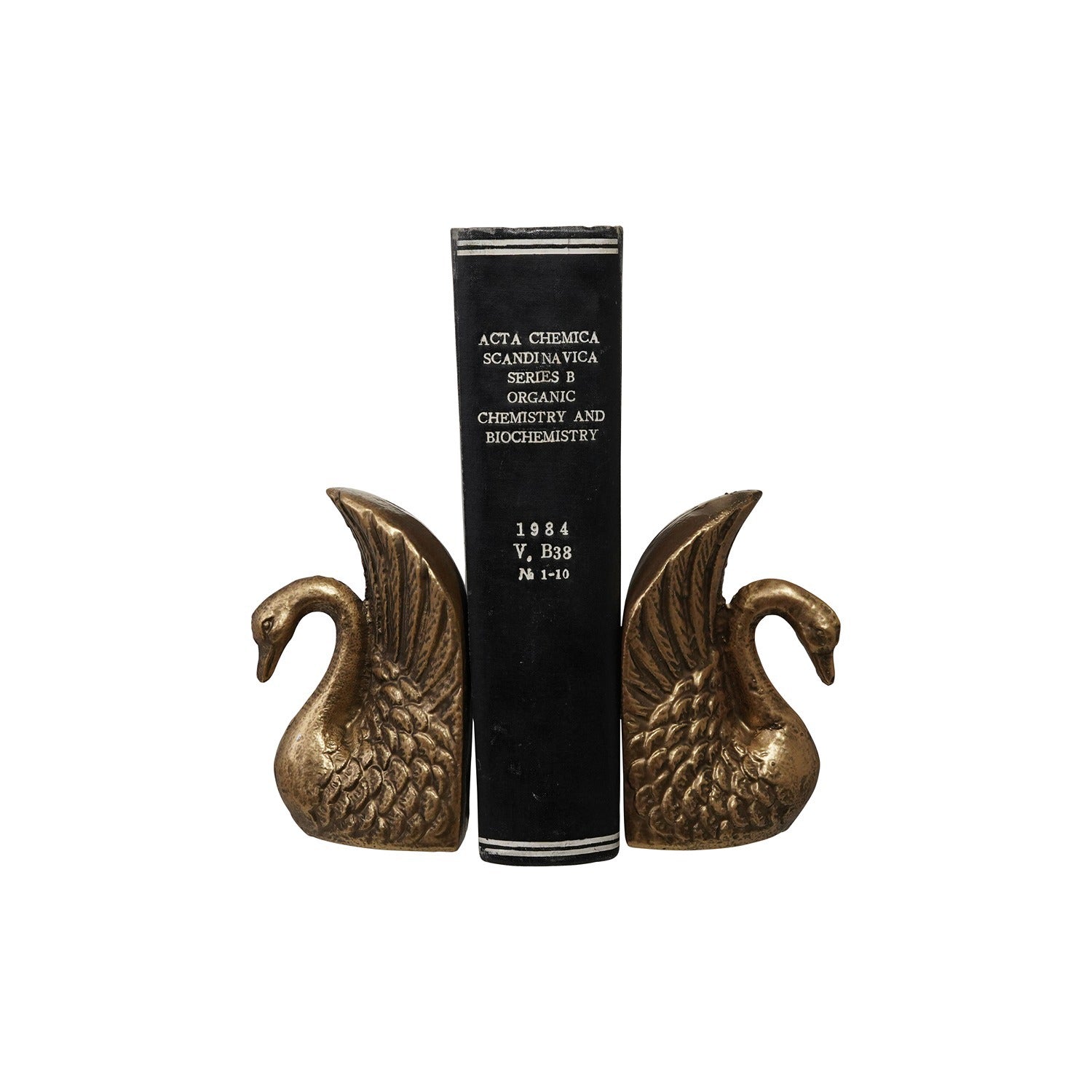 S/2 Cast Iron Swan Bookends