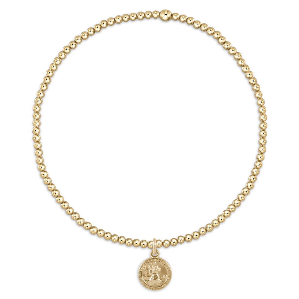 E NEWTON CLASSIC GOLD 2 MM BEAD BRACELET - PROTECTION SMALL GOLD DISC