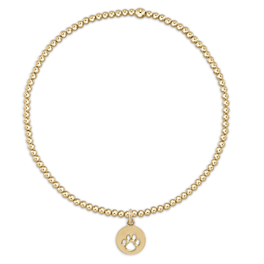 E NEWTON CLASSIC GOLD 2MM BEAD BRACELET PAW PRINT SMALL GOLD DISC