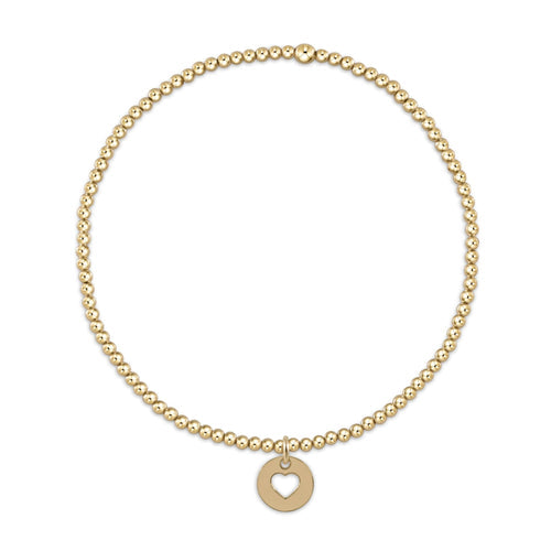 E NEWTON CLASSIC GOLD 2 MM BEAD BRACELET - LOVE SMALL GOLD DISC