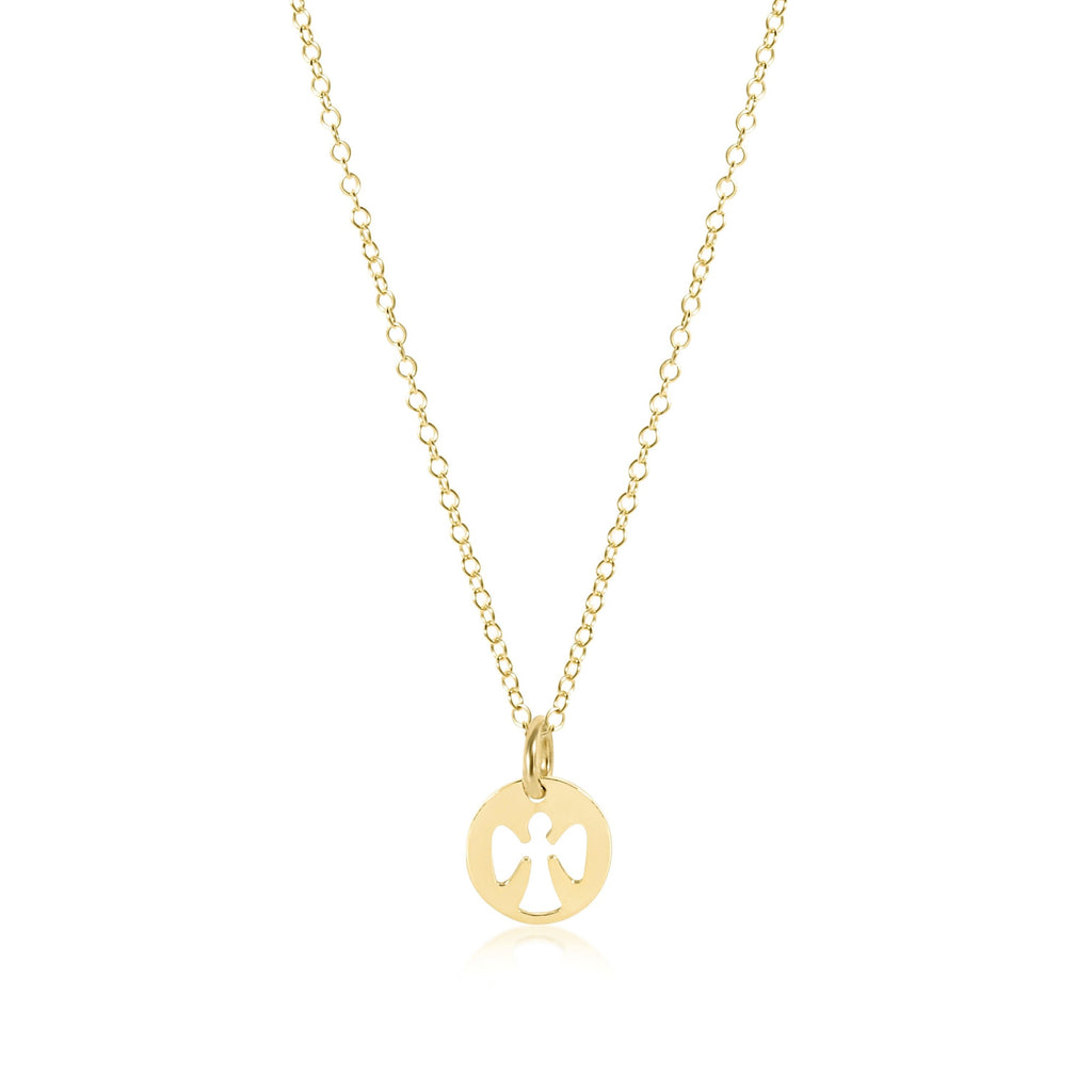 E NEWTON 16" NECKLACE GOLD - GUARDIAN ANGEL SMALL GOLD CHARM